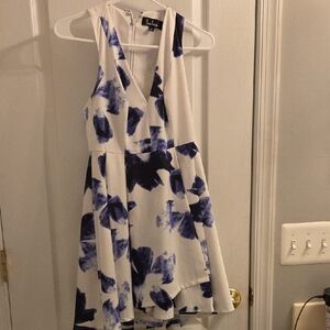 Lulu's High Low Dress in Blue and White Floral